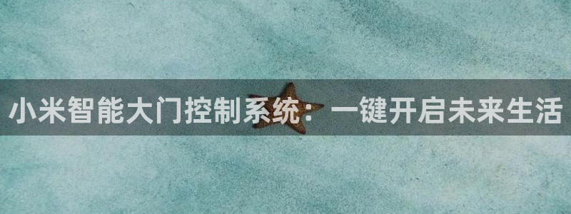 金年会游戏：小米智能大门控制系统：一键开启未来生活